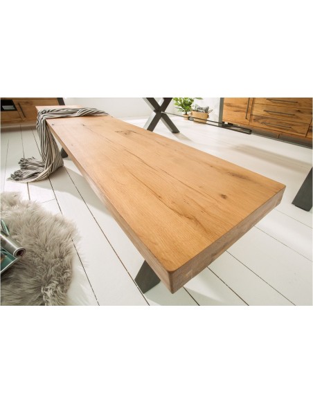 Banc massif THOR 180cm chêne sauvage huilé en design industriel