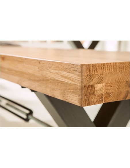 Banc massif THOR 180cm chêne sauvage huilé en design industriel