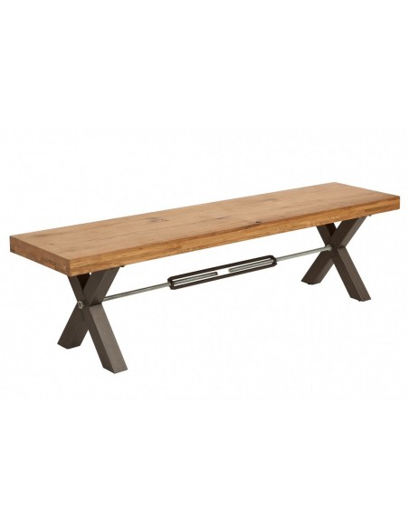 Banc massif THOR 180cm chêne sauvage huilé en design industriel