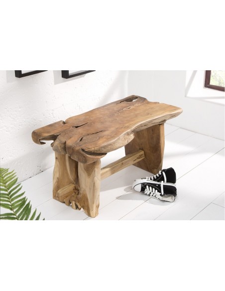 Banc massif en tronc d'arbre NATURE80cm Teck