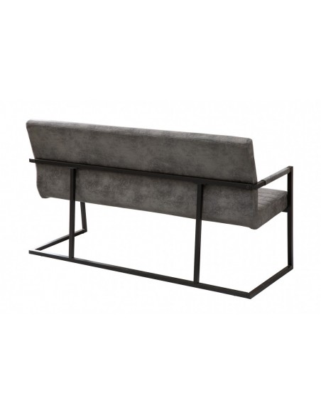 Banc industriel LOFT 160cm gris vintage avec accoudoirs