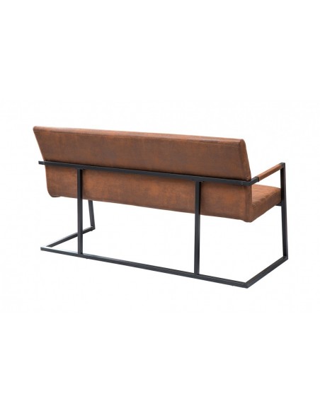 Banc industriel LOFT 160cm vintage marron avec accoudoirs