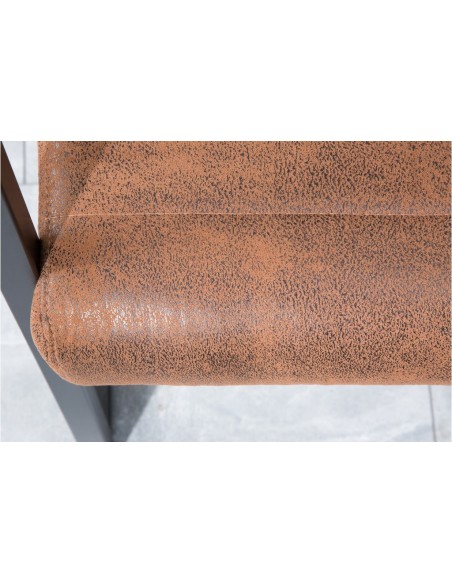 Banc industriel LOFT 160cm vintage marron avec accoudoirs