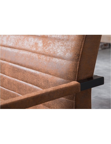 Banc industriel LOFT 160cm vintage marron avec accoudoirs