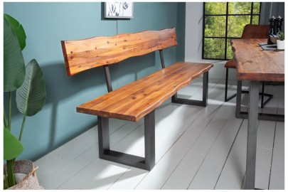 Banc en tronc d'arbre massif GENESIS 200cm acacia avec...