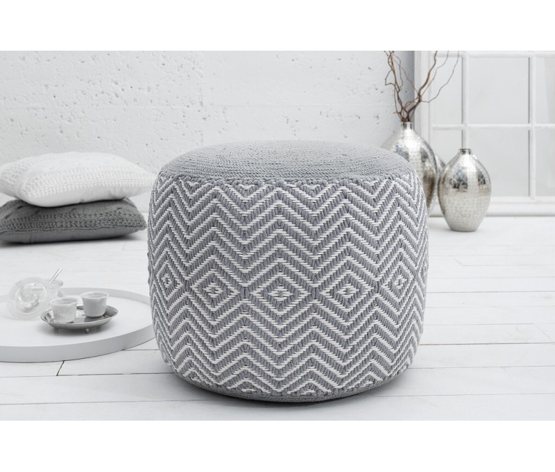 Pouf design tissé ORIENTAL 50cm gris...