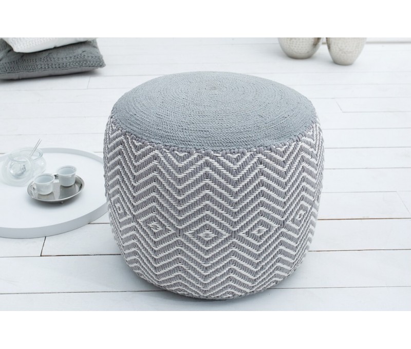 Pouf design tissé ORIENTAL 50cm gris...