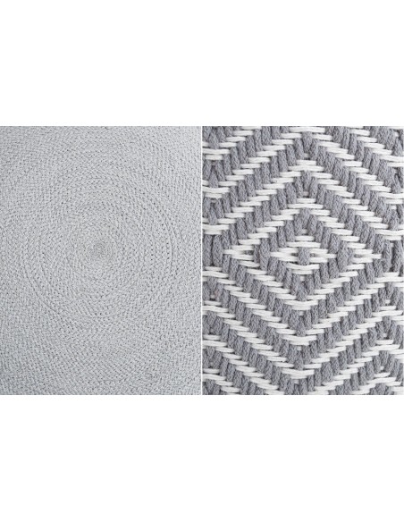 Pouf design tissé ORIENTAL 50cm gris blanc Pouf en coton