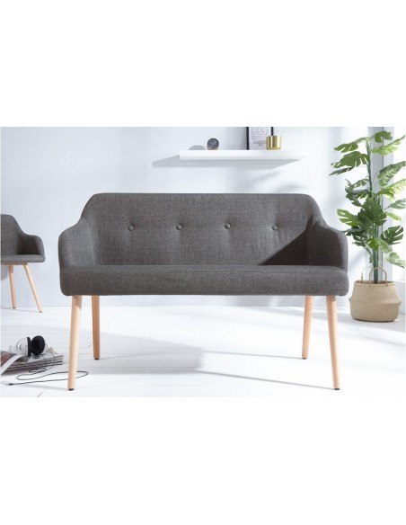 Banc design SCANDINAVIA 116cm hêtre gris avec accoudoirs