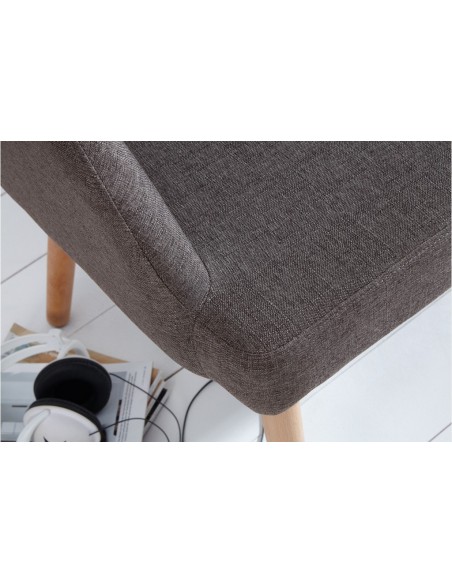 Banc design SCANDINAVIA 116cm hêtre gris avec accoudoirs