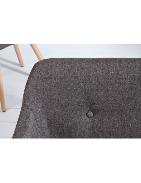 Banc design SCANDINAVIA 116cm hêtre gris avec accoudoirs