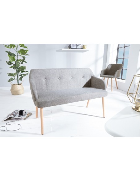 Banc design SCANDINAVIA 116cm hêtre gris clair avec accoudoirs