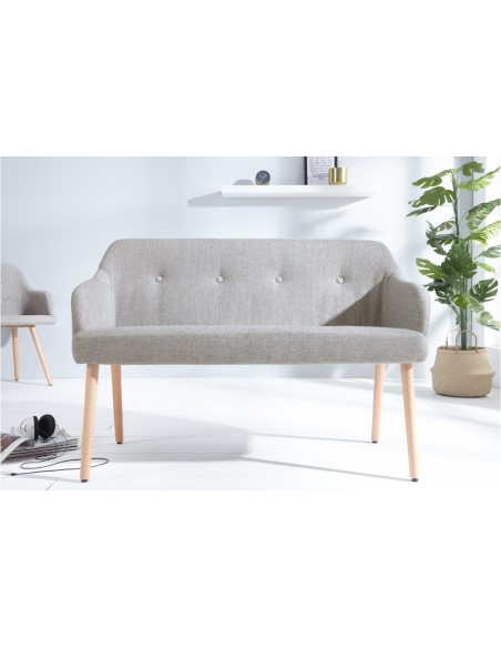 Banc design SCANDINAVIA 116cm hêtre gris clair avec accoudoirs