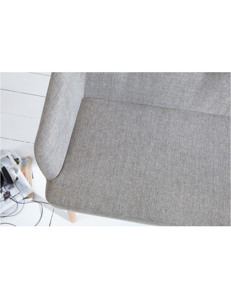 Banc design SCANDINAVIA 116cm hêtre gris clair avec accoudoirs