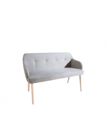 Banc design SCANDINAVIA 116cm hêtre gris clair avec accoudoirs